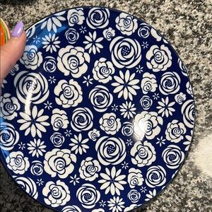 Floral Blue and White Plate